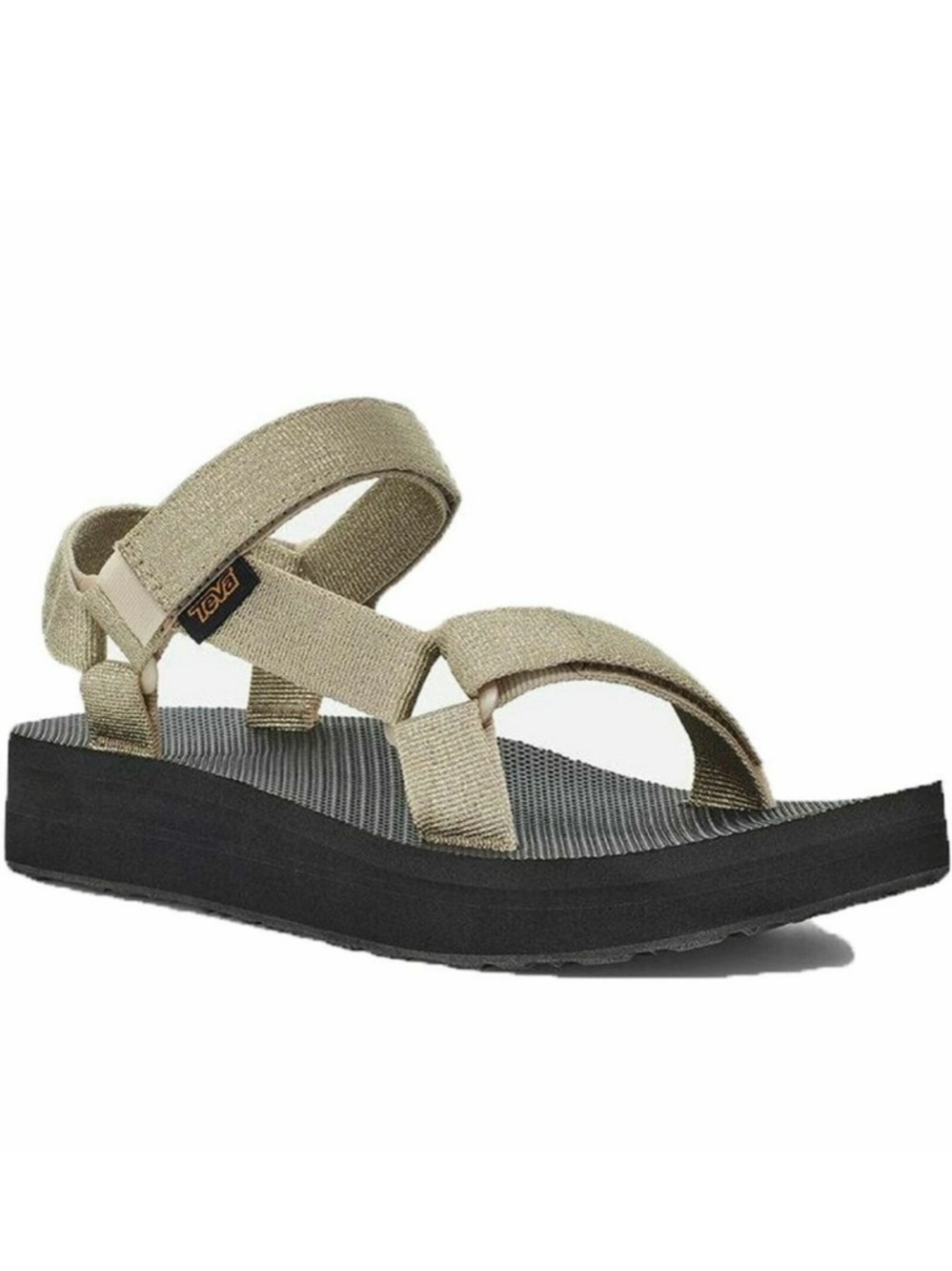 EUC Teva Midform Universal Sandals Metallic Champagne Gold Black—size 7